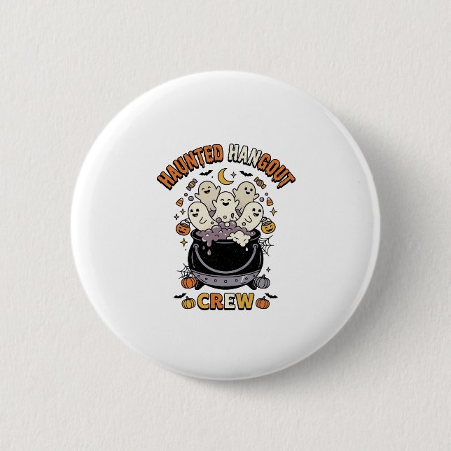 Halloween Ghost Pumpkin Crew 2 Inch Round Button (Front)