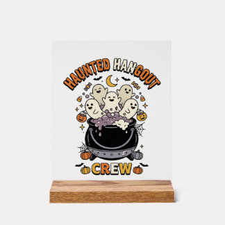 Halloween Ghost Pumpkin Crew Acrylic Sign