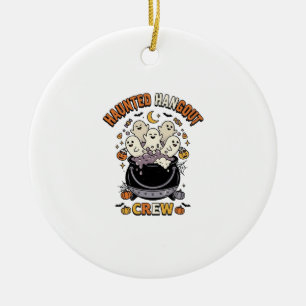 Halloween Ghost Pumpkin Crew Ceramic Ornament