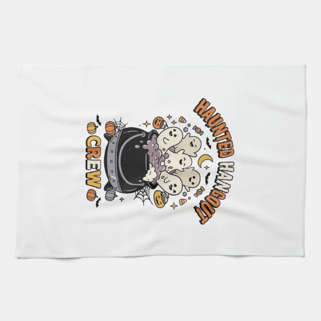 Halloween Ghost Pumpkin Crew Kitchen Towel (Horizontal)