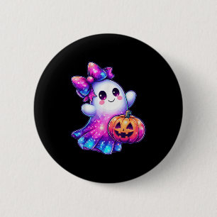 Halloween Ghost Pumpkin Galaxy Colours Cute Spooky 2 Inch Round Button