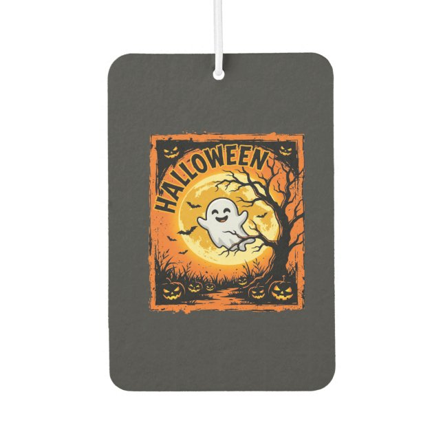 Halloween Ghost Pumpkin Haunted Tree Air Freshener (Front)