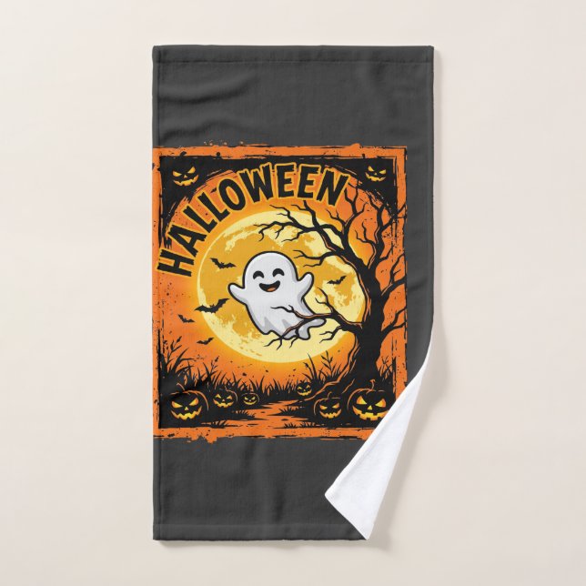 Halloween Ghost Pumpkin Haunted Tree Hand Towel (Hand Towel)