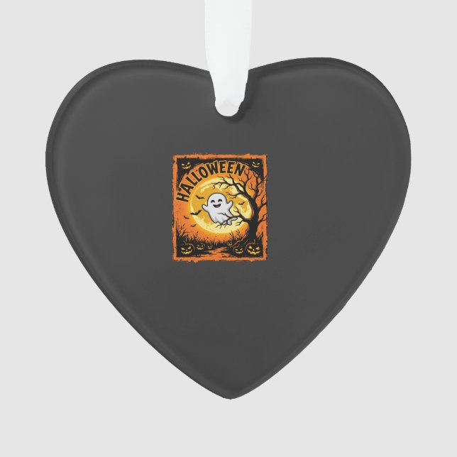 Halloween Ghost Pumpkin Haunted Tree Ornament (Front)
