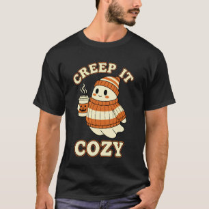 Halloween Ghost Pumpkin Spice Fall Creep It Cozy T-Shirt
