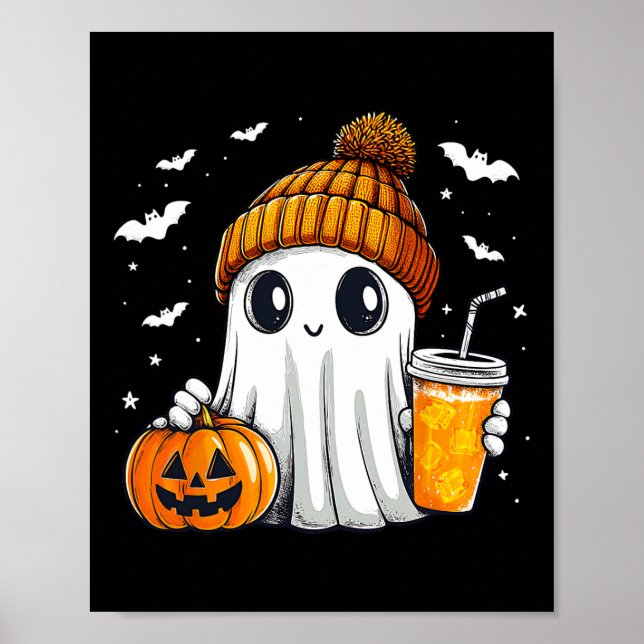 Halloween Ghost Pumpkin Spice Latte Autumn Fall Co Poster (Front)