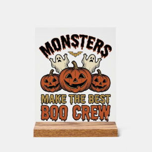 Halloween Ghost Pumpkin Vintage Engraving Funny Te Acrylic Sign