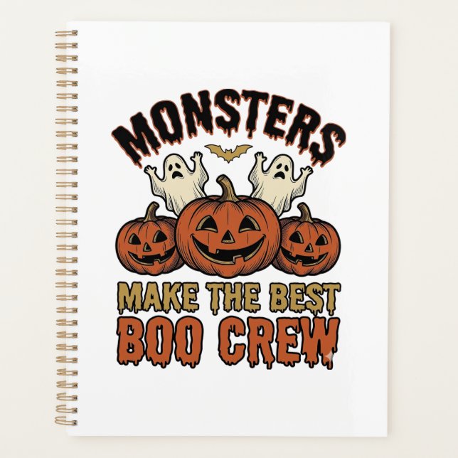 Halloween Ghost Pumpkin Vintage Engraving Funny Te Planner (Front)