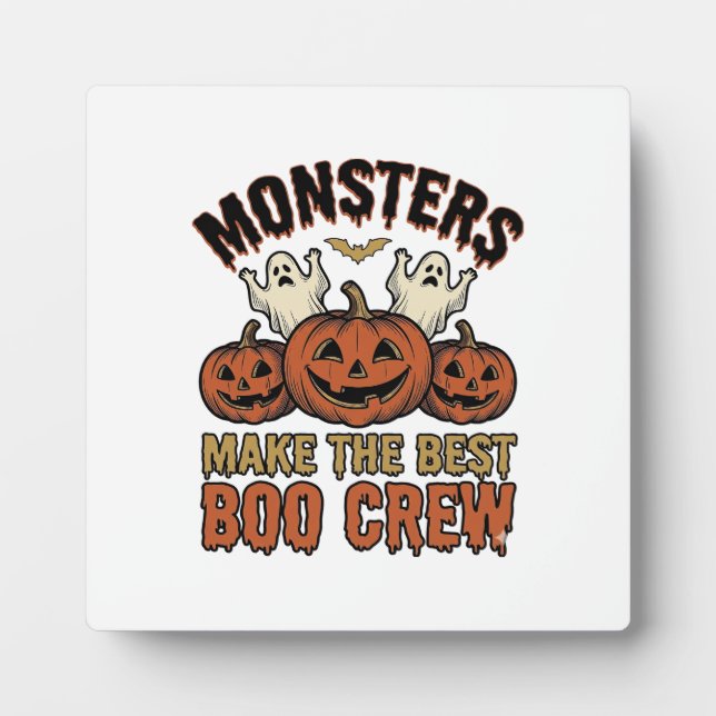 Halloween Ghost Pumpkin Vintage Engraving Funny Te Plaque (Front)