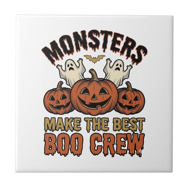 Halloween Ghost Pumpkin Vintage Engraving Funny Te Tile (Front)