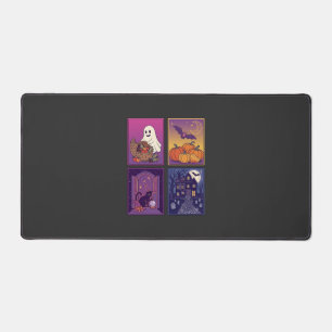 Halloween Ghost Pumpkins Black Cat Haunted House B Desk Mat