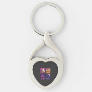 Halloween Ghost Pumpkins Black Cat Haunted House B Keychain