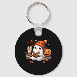 Halloween Ghost Reading Book Lovers Cute Ghost Cof Keychain