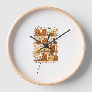 Halloween Ghost Reading Books Lover Clock