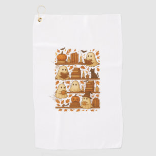 Halloween Ghost Reading Books Lover Golf Towel