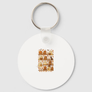 Halloween Ghost Reading Books Lover Keychain