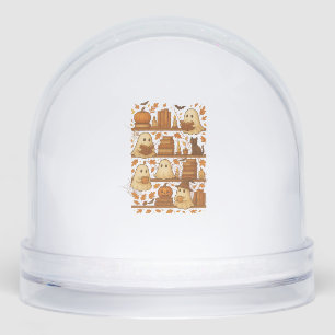 Halloween Ghost Reading Books Lover Snowglobe