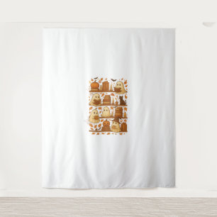 Halloween Ghost Reading Books Lover Tapestry