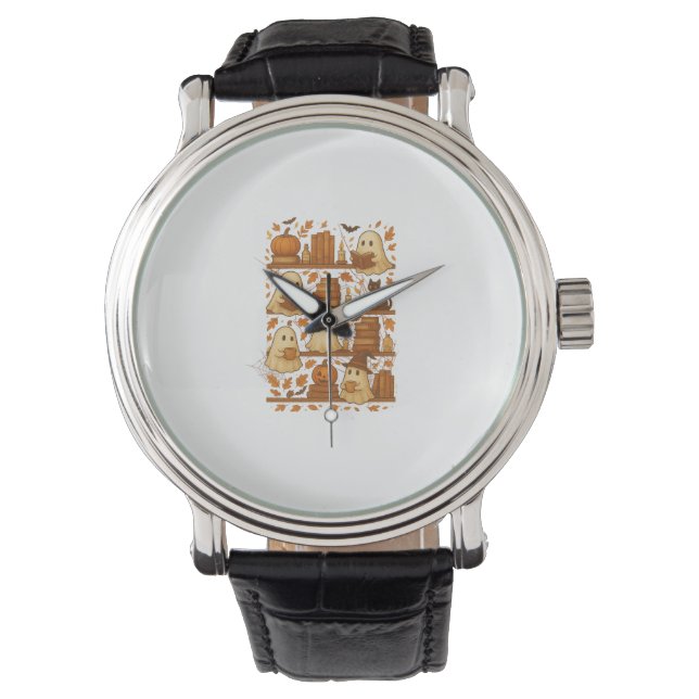 Halloween Ghost Reading Books Lover Watch (Front)