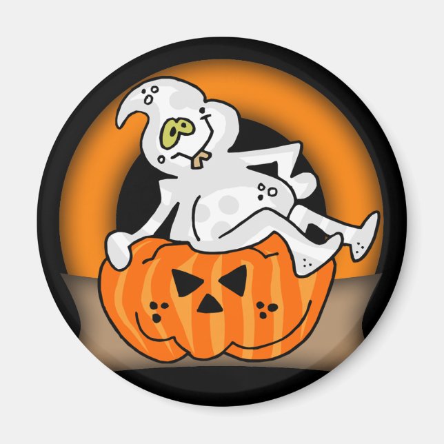 Halloween Ghost Round Magnet (Front)