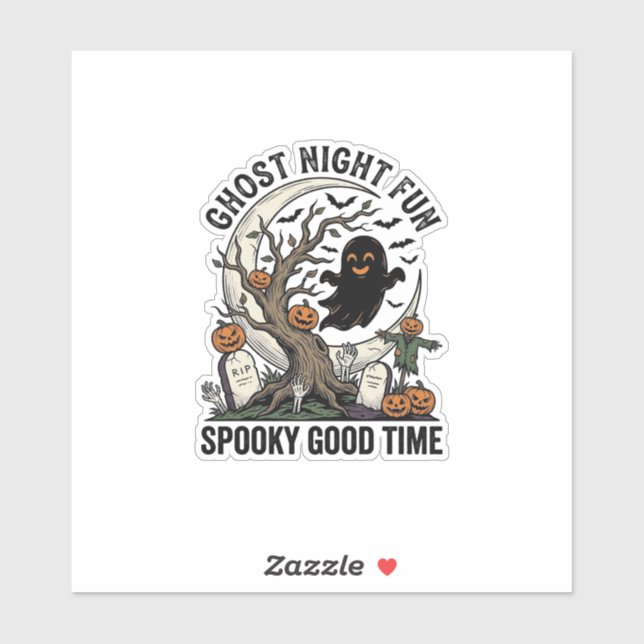Halloween Ghost Shirt Vintage Graveyard Fun Design (Sheet)