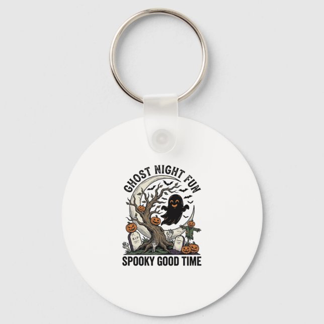 Halloween Ghost Shirt Vintage Graveyard Fun Design Keychain (Front)