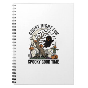 Halloween Ghost Shirt Vintage Graveyard Fun Design Notebook