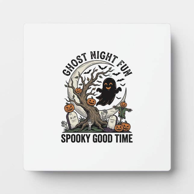 Halloween Ghost Shirt Vintage Graveyard Fun Design Plaque (Front)