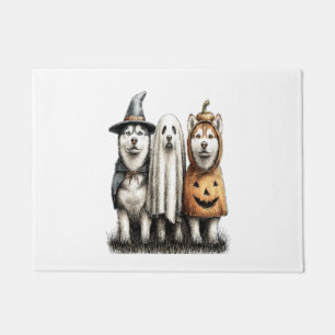 Halloween Ghost Siberian Husky Dog Doormat