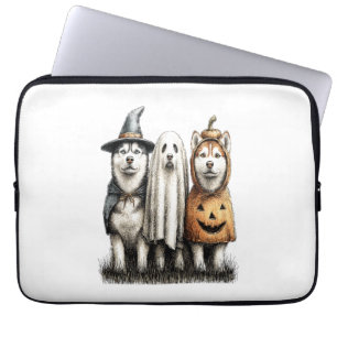 Halloween Ghost Siberian Husky Dog Laptop Sleeve