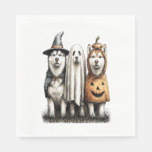 Halloween Ghost Siberian Husky Dog Napkin