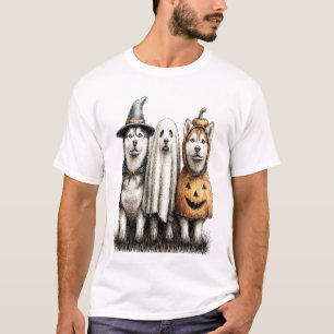 Halloween Ghost Siberian Husky Dog T-Shirt