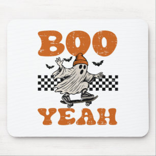 Halloween Ghost Skateboard Boo Yeah Costume Boys K Mouse Pad