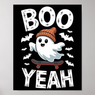 Halloween Ghost Skateboard Boo Yeah Costume Boys K Poster