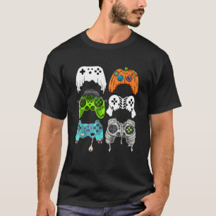 halloween ghost skeleton zombie gaming controllers T-Shirt