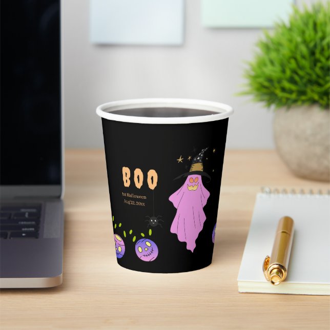 Halloween Ghost Skull Garland Baby Shower Paper Cups (Insitu)