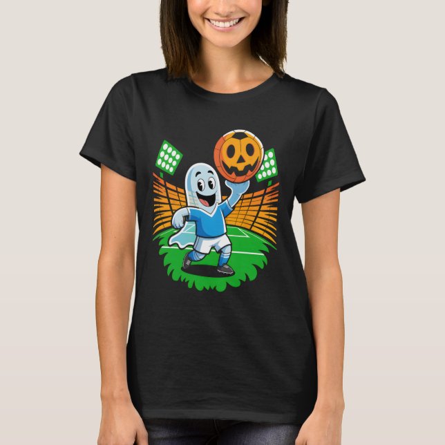 Halloween Ghost Soccer Player  T-Shirt (Front)