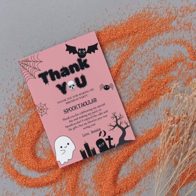 Halloween Ghost Spooky Birthday party  Thank You Card (Creator Uploaded)