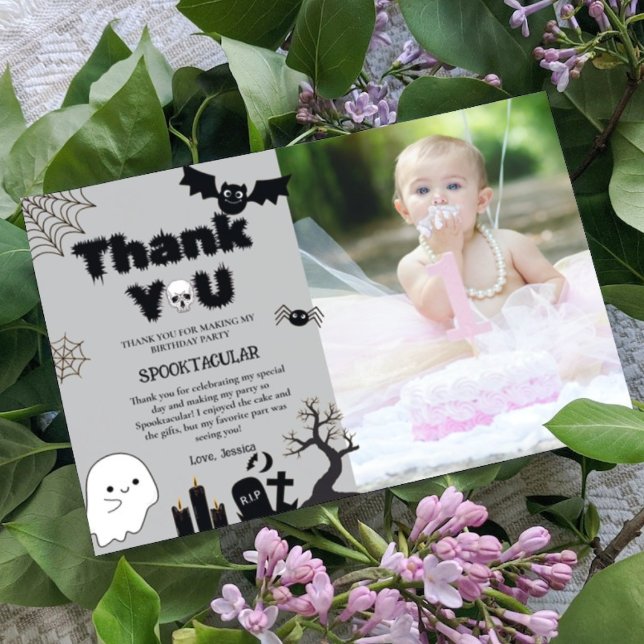 Halloween Ghost Spooky Birthday party  Thank You Card (Creator Uploaded)