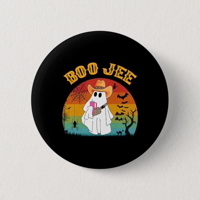 Halloween Ghost Spooky Costume Boo Jee Ghost With  2 Inch Round Button (Front)