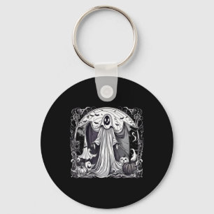 Halloween Ghost Spooky Scary Graveyard Print Keychain