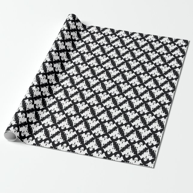 Halloween Ghost Spooky Seamless Pattern Wrapping Paper (Unrolled)