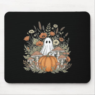 Halloween Ghost Spooky Season Retro Boho Floral Pu Mouse Pad