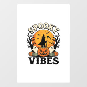 Halloween Ghost Spooky Vibes Pumpkin Witch Vintage Window Cling