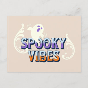 Halloween Ghost Spooky Vibes Retro Postcard