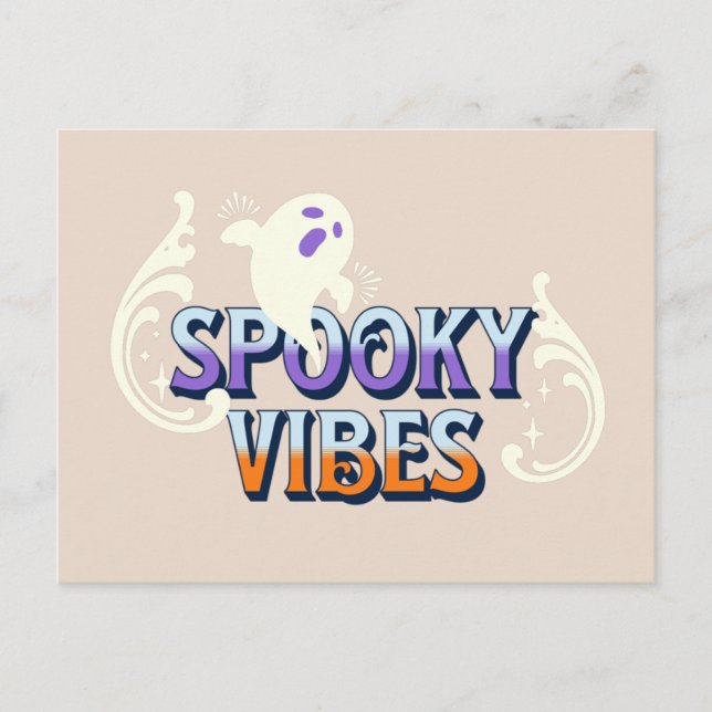 Halloween Ghost Spooky Vibes Retro Postcard (Front)