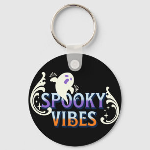 Halloween Ghost Spooky Vibes Typography Lettering  Keychain