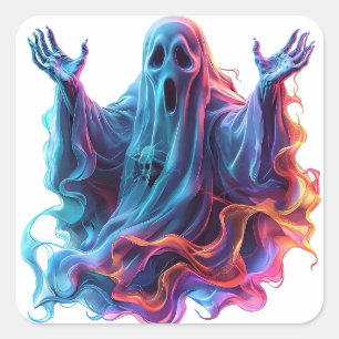 Halloween Ghost Square Sticker