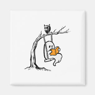Halloween Ghost Swing Reading Vintage Costume Wome Magnet
