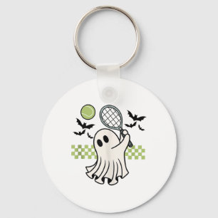 Halloween Ghost Tennis Player Retro Spooky Season  Keychain